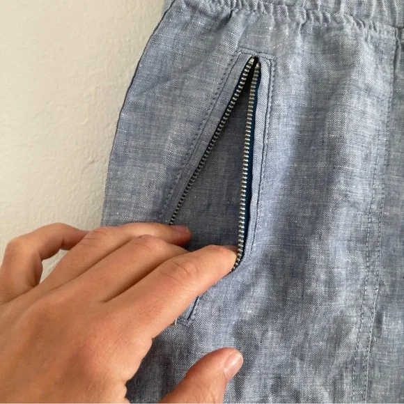 Athleta Cabo Linen Jogger Blue Beach Coastal Vacation Lagenlook Cruise Size 8 - Picture 5 of 11